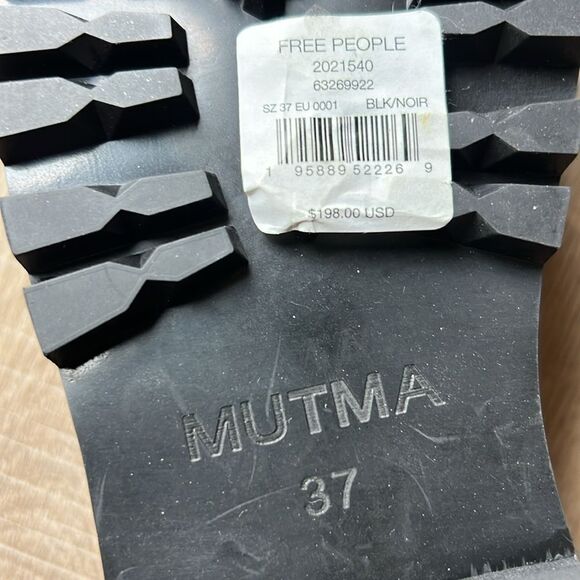 Free People x Mutma Hadley Lugged Oxfords Black with White Stitching NWOB US 7 - Picture 6 of 6